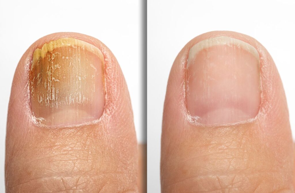 Side-by-side toenail comparison